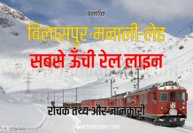 बिलासपुर-मनाली-लेह रेलवे लाइन के बारे में रोचक तथ्य और जानकारी china borderdelhi to lehhimachal pradeshlehrailway linerailway tunnelWorld's highe